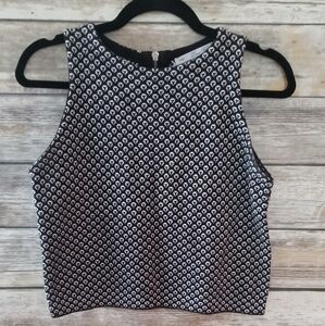 Zara knit, Chic Black and White Patterned Crop Top, sleeveless
